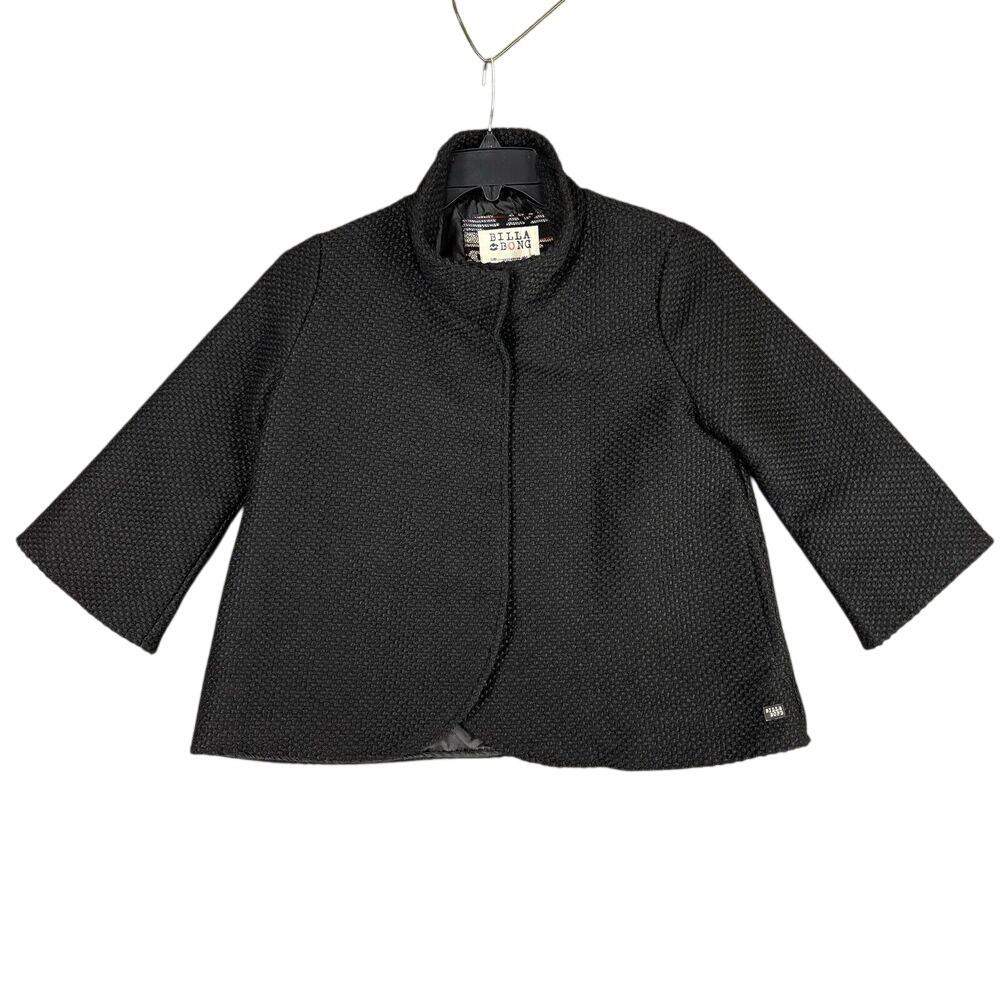 Billabong Poncho Jacket Womens Medium Black Wool Blend Heavyweight Outerwear‎